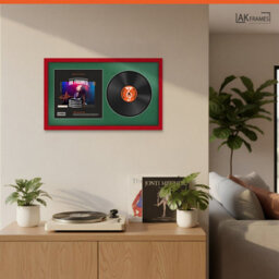 "30X17"" Red Modern Vinyl Record Frame With Emerald Mount For 12 Inch Lp Album Cover & Disc - Ak Frames" - thumbnail 5