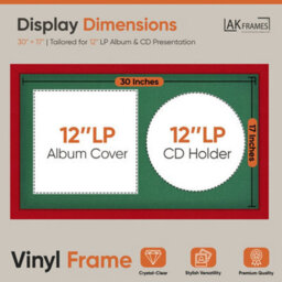 "30X17"" Red Modern Vinyl Record Frame With Emerald Mount For 12 Inch Lp Album Cover & Disc - Ak Frames" - thumbnail 2