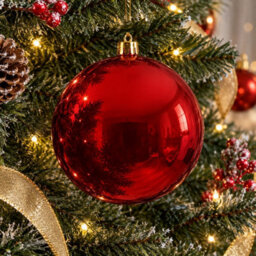 Decoris 2X Large Red Christmas Tree Bauble 14Cm Round Xmas Tree Ornament Decoration - thumbnail 2
