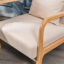 Nordlys Solid Wood And Beige Fabric Lounge Chair Countryside Style Living Room - thumbnail 8
