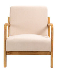 Nordlys Solid Wood And Beige Fabric Lounge Chair Countryside Style Living Room - thumbnail 4