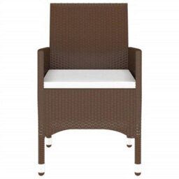 Berkfield 3 Piece Garden Bistro Set Poly Rattan And Tempered Glass Brown - thumbnail 4