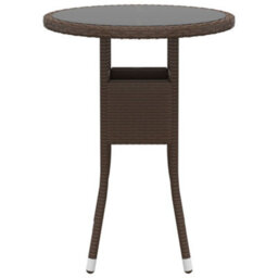 Berkfield 3 Piece Garden Bistro Set Poly Rattan And Tempered Glass Brown - thumbnail 6