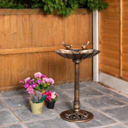 Samuel Alexander 81Cm Bronze Effect Garden Patio Bird Bath With Bird Sculptures - thumbnail 2