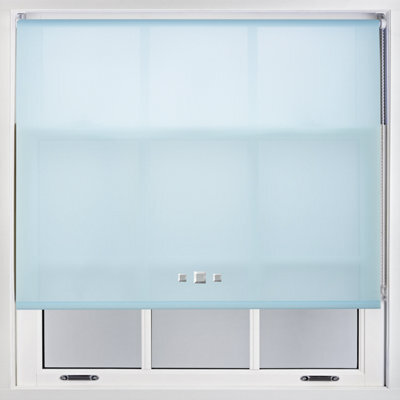 Furnished Trimmable Roller Blind With Triple Square Eyelets And Metal Fittings - Duck Egg Daylight Shade (W)210Cm X (L)210Cm