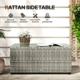 Wyld Haus Vimi 90Cm Light Grey Rattan Side Table With Tempered Glass Top - thumbnail 5