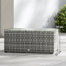 Wyld Haus Vimi 90Cm Light Grey Rattan Side Table With Tempered Glass Top - thumbnail 4