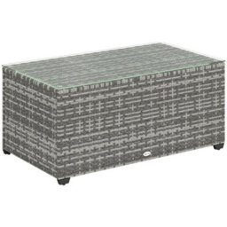 Wyld Haus Vimi 90Cm Light Grey Rattan Side Table With Tempered Glass Top - thumbnail 2