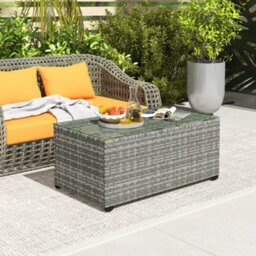 Wyld Haus Vimi 90Cm Light Grey Rattan Side Table With Tempered Glass Top - thumbnail 3