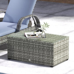 Wyld Haus Vimi 90Cm Light Grey Rattan Side Table With Tempered Glass Top - thumbnail 9