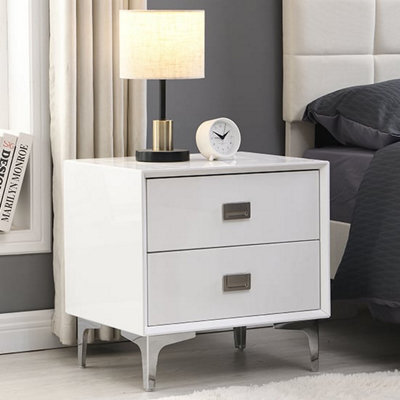 Furniture in Fashion Mayfair High Gloss Bedside Cabinet With 2 Drawers In White - image 1