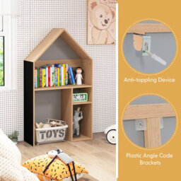 Costway 2-In-1 Kids Table And Chair Set House-Shaped Wooden Desk With Ample Storage - thumbnail 8