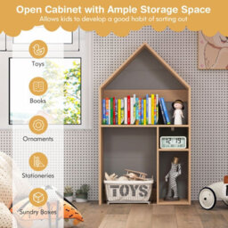 Costway 2-In-1 Kids Table And Chair Set House-Shaped Wooden Desk With Ample Storage - thumbnail 6