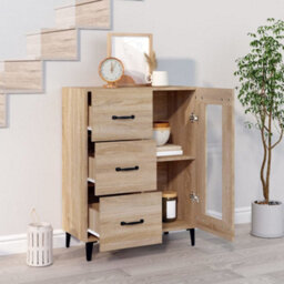 Berkfield Stylish Sideboard Sonoma Oak 69.5X34X90 Cm Engineered Wood - thumbnail 3