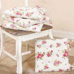 Dibor Set Of 4 Vintage Pink Floral Indoor Furniture Dining Chair Seat Pad Cushions - thumbnail 1