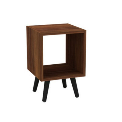 Urbn-Living Urbnliving 30Cm Height Teak Wooden Storage Cube Bookcase Scandinavian Style Black Legs Living Room Bedroom - image 1