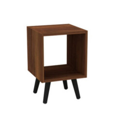 Urbn-Living Urbnliving 30Cm Height Teak Wooden Storage Cube Bookcase Scandinavian Style Black Legs Living Room Bedroom - thumbnail 1