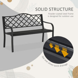 Outsunny 2-Seater Garden Bench Cast Iron Patio Antique Loveseat W/ Armrest - thumbnail 6