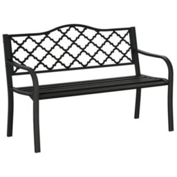 Outsunny 2-Seater Garden Bench Cast Iron Patio Antique Loveseat W/ Armrest - thumbnail 2