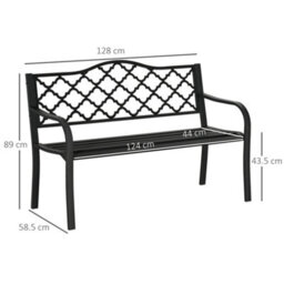 Outsunny 2-Seater Garden Bench Cast Iron Patio Antique Loveseat W/ Armrest - thumbnail 3