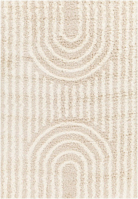 Livabliss Urban Shaggy-Modern Beige Ivory Cream Green Soft Plush Pile Living Bedroom Rug 130 X 170 Cm Easy Care, Non Shedding - image 1
