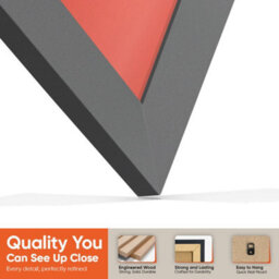 "AK Frames 25X17"" Dark Grey Modern Vinyl Record Frame With Poppy Red Mount For 12 Inch Lp Cover & Disc - Overlapped Design" - thumbnail 3