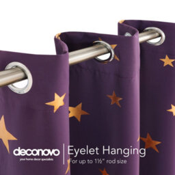 Deconovo Blackout Thermal Insulated Noise Reducing Curtains, Gold Star Foil Printed Curtains W46 X L90 Inch, Purple Grape, 1 Pair - thumbnail 5