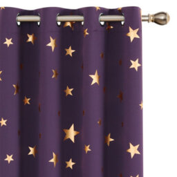 Deconovo Blackout Thermal Insulated Noise Reducing Curtains, Gold Star Foil Printed Curtains W46 X L90 Inch, Purple Grape, 1 Pair - thumbnail 1