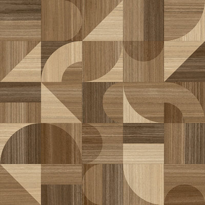 Abstract Wood Block Vinyl By Remland (Dark Funky Oak, 4M X 4M) - image 1