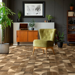 Abstract Wood Block Vinyl By Remland (Dark Funky Oak, 4M X 4M) - thumbnail 3