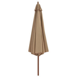 Berkfield Outdoor Parasol With Wooden Pole 350 Cm Taupe - thumbnail 2