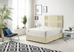 Somnior Beds Somnior Flexby Beige Linen 2Ft6 Memory Foam Divan Bed With Mattress & Headboard - Small Single