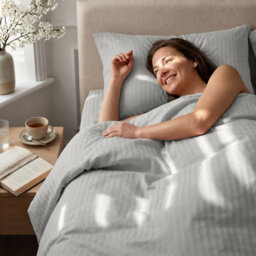 Oxford Homeware Silver Double Stripe Duvet Cover & Pillowcases Set, 3 Piece, Soft & Easy Care Bedding, Duvet Cover Set - thumbnail 2