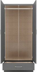 Seconique Nevada 2 Door 1 Drawer Wardrobe In 3D Effect Grey - thumbnail 3