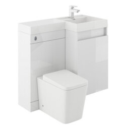 Plum&clay Solstice Gloss White Right Hand Bathroom Vanity Basin & Wc Unit Combination (W)900mm (H)890mm