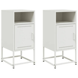 Berkfield Bedside Cabinets 2 Pcs White 36X39X78 Cm Steel - thumbnail 2