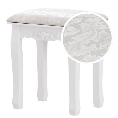 White Wooden Upholstered Makeup Stool Soft Padded Seat - image 1