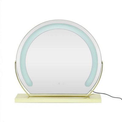 Large Gold Led Illuminated Free Standing Vanity Mirror Dressing Room Stand Light - image 1
