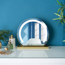 Large Gold Led Illuminated Free Standing Vanity Mirror Dressing Room Stand Light - thumbnail 6