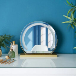 Large Gold Led Illuminated Free Standing Vanity Mirror Dressing Room Stand Light - thumbnail 7