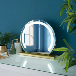 Large Gold Led Illuminated Free Standing Vanity Mirror Dressing Room Stand Light - thumbnail 2