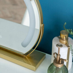 Large Gold Led Illuminated Free Standing Vanity Mirror Dressing Room Stand Light - thumbnail 4