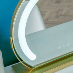 Large Gold Led Illuminated Free Standing Vanity Mirror Dressing Room Stand Light - thumbnail 5