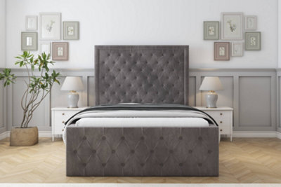 "Sloomy Vienna Slate Naples Bed Frame With Mattress With 50"" Upholstered Headboard 4' Small Double" - image 1