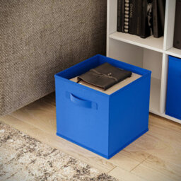 Urbn-Living Oak, Dark Blue - Wide 7-Cube Bookcase With Drawers - thumbnail 4