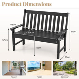 Costway Outdoor 2-Person Garden Bench Patio Lounger Ergonomic Loveseat W/ Backrest - thumbnail 2