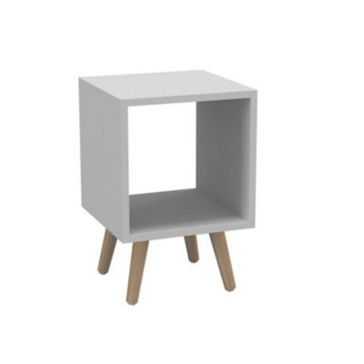 Urbn-Living Urbnliving 30Cm Height Cube White Wooden Storage Bookcase Scandinavian Style Pine Legs Living Room - image 1