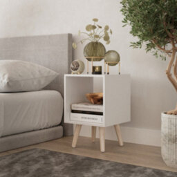 Urbn-Living Urbnliving 30Cm Height Cube White Wooden Storage Bookcase Scandinavian Style Pine Legs Living Room - thumbnail 3