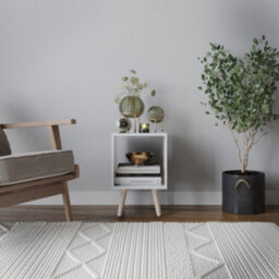 Urbn-Living Urbnliving 30Cm Height Cube White Wooden Storage Bookcase Scandinavian Style Pine Legs Living Room - thumbnail 2