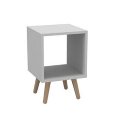 Urbn-Living Urbnliving 30Cm Height Cube White Wooden Storage Bookcase Scandinavian Style Pine Legs Living Room